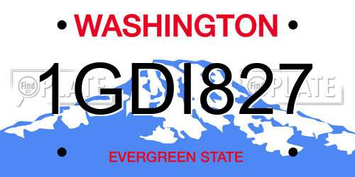 1GDI827 Washington License Plate
