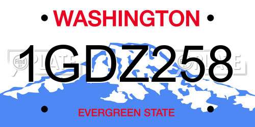 1GDZ258 Washington License Plate