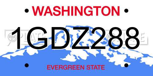 1GDZ288 Washington License Plate