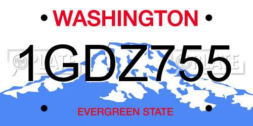 1GDZ755 Washington License Plate