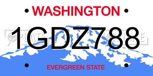 1GDZ788 Washington License Plate