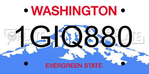 1GIQ880 Washington License Plate