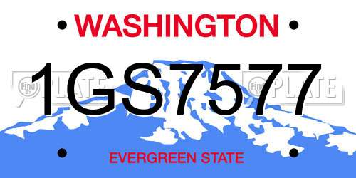 1GS7577 Washington License Plate