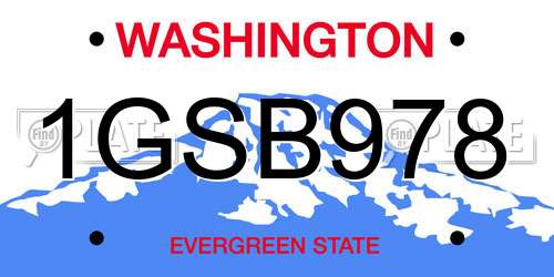 1GSB978 Washington License Plate