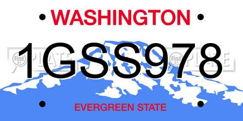 1GSS978 Washington License Plate