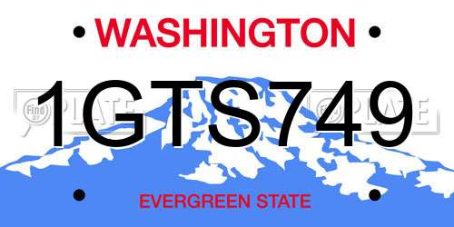 1GTS749 Washington License Plate