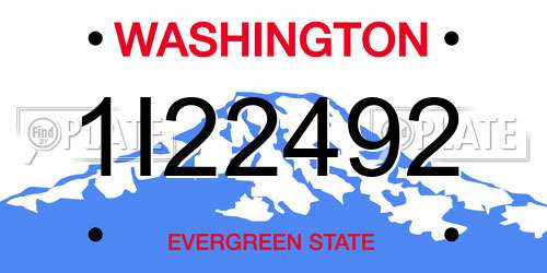 1I22492 Washington License Plate