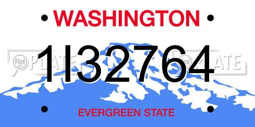 1I32764 Washington License Plate