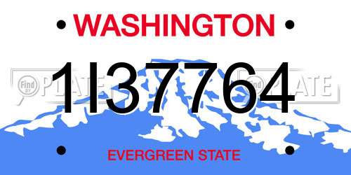 1I37764 Washington License Plate