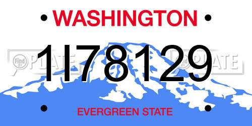1I78129 Washington License Plate