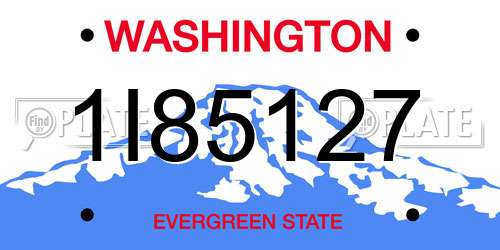 1I85127 Washington License Plate