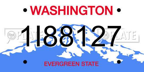 1I88127 Washington License Plate