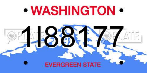1I88177 Washington License Plate