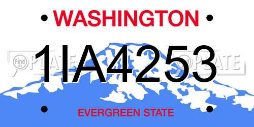 1IA4253 Washington License Plate