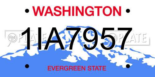 1IA7957 Washington License Plate