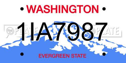 1IA7987 Washington License Plate