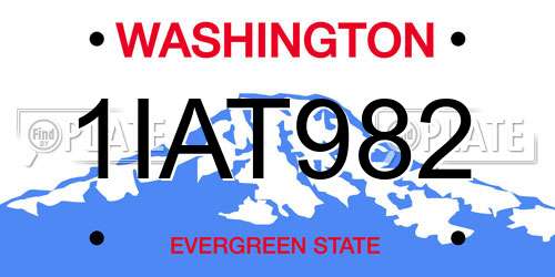 1IAT982 Washington License Plate
