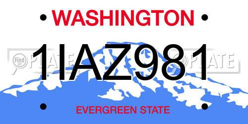 1IAZ981 Washington License Plate