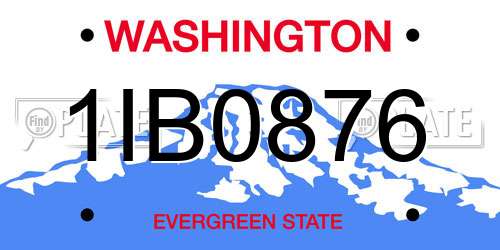 1IB0876 Washington License Plate