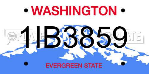 1IB3859 Washington License Plate