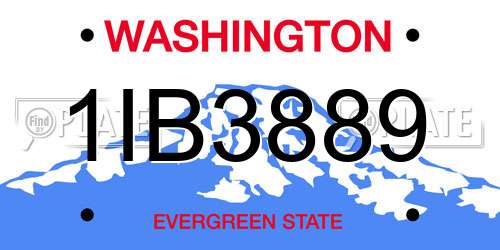 1IB3889 Washington License Plate