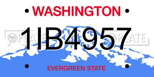 1IB4957 Washington License Plate