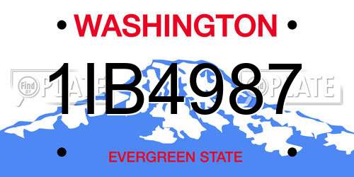 1IB4987 Washington License Plate