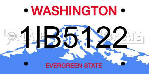 1IB5122 Washington License Plate