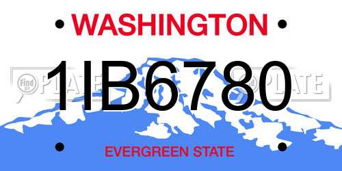 1IB6780 Washington License Plate