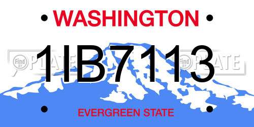 1IB7113 Washington License Plate