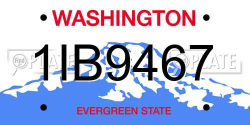 1IB9467 Washington License Plate
