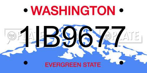 1IB9677 Washington License Plate