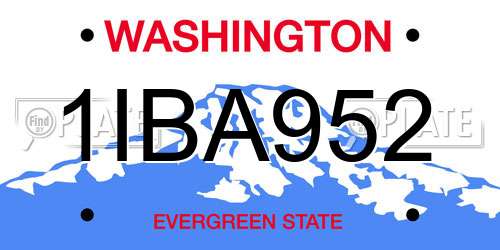 1IBA952 Washington License Plate