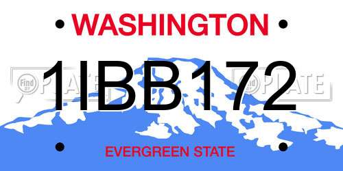 1IBB172 Washington License Plate