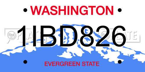 1IBD826 Washington License Plate