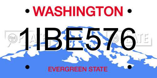 1IBE576 Washington License Plate