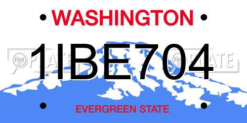 1IBE704 Washington License Plate