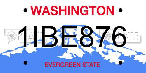 1IBE876 Washington License Plate