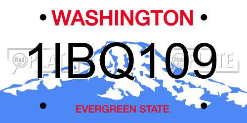 1IBQ109 Washington License Plate