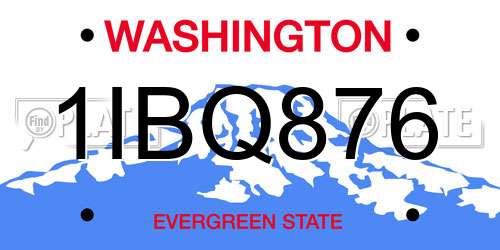 1IBQ876 Washington License Plate