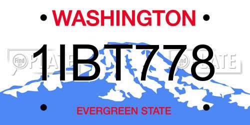 1IBT778 Washington License Plate