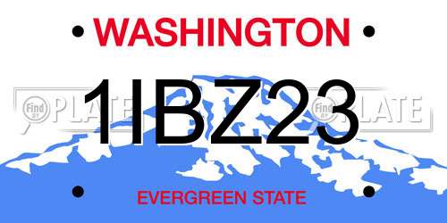 1IBZ23 Washington License Plate