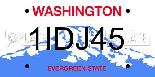 1IDJ45 Washington License Plate
