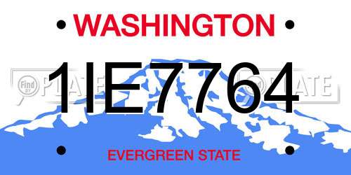 1IE7764 Washington License Plate