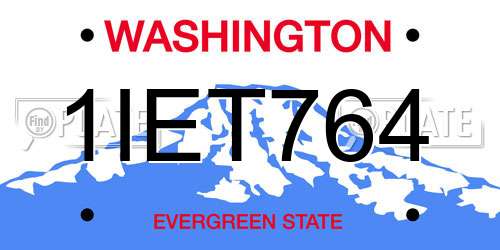 1IET764 Washington License Plate