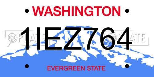 1IEZ764 Washington License Plate