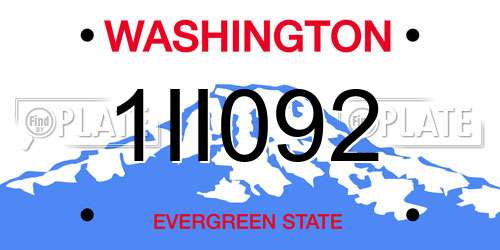 1II092 Washington License Plate