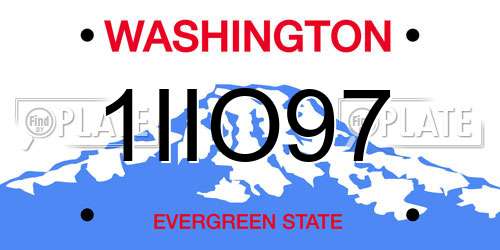 1IIO97 Washington License Plate