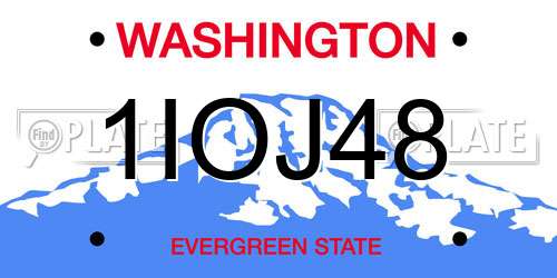 1IOJ48 Washington License Plate