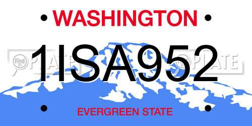 1ISA952 Washington License Plate